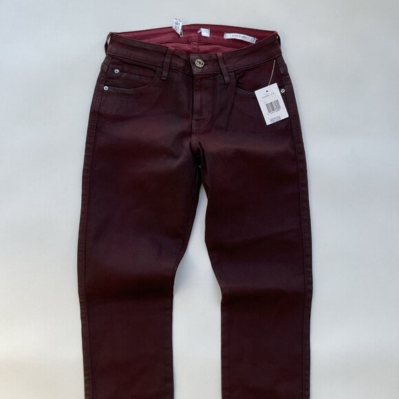 Guess Women’s Sexy Curve Mid Rise Skinny Jeans In Burgundy Light Coated Size 25 - Picture 4 of 11